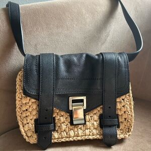 Proenza Schouler Leather and Raffia Mini PS1 Crossbody Bag